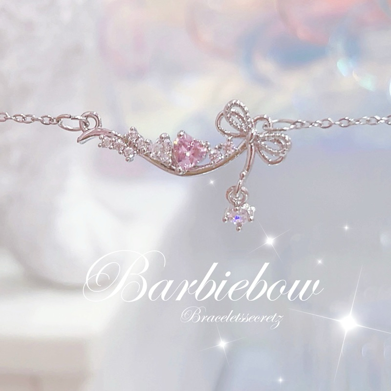 💜ลด 80.-🩷โค้ดหน้าร้าน พร้อมส่ง 💒 𝐵𝒶𝓇𝒷𝒾𝑒 𝐵𝑜𝓌 🫧💗 สร้อยคอโบว์หัวใจชมพู 🎀💗 สร้อยคอ ชุบเงินแท้ สร้อย (128)