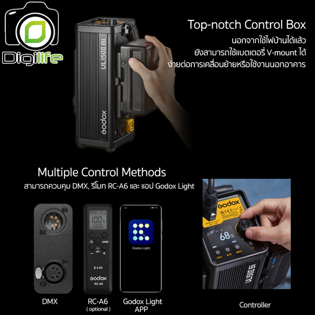 Godox LED UL150IIBi 155W 2800-6500K Bowen Mount - รับประกันศูนย์ Godox Thailand 3ปี / Digilife Thailand