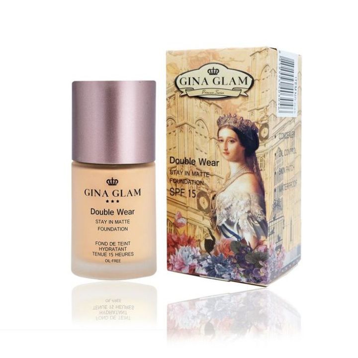 Gina Glam Double Wear Stay In Matte foundation SPF15 G45 จีน่าเกลม รองพื้น จีน่าแกรม ครีมรองพื้น เนื