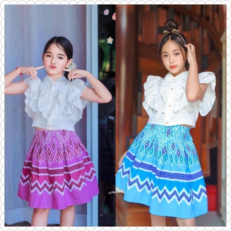 ชุดไทยประยุกต์เด็กผู้หญิงชุดไทยเด็กโต#tippy