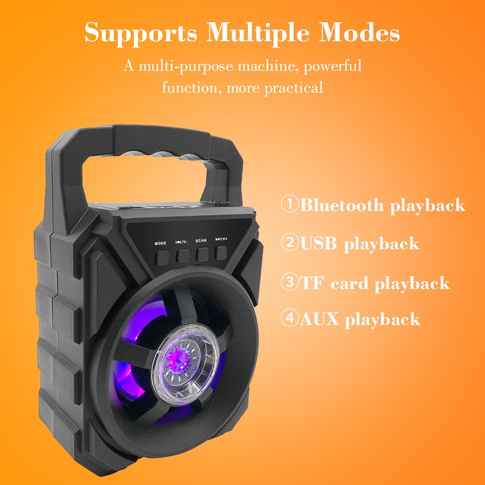 ลำโพงบลูทู ธ  ไร้สาย พกพา Bluetooth ลำโพง ซับวูฟเฟอร์ รองรับไมโครโฟน, บลูทู ธ , USB, การ์ด TF, วิทยุ  ไฟ LED