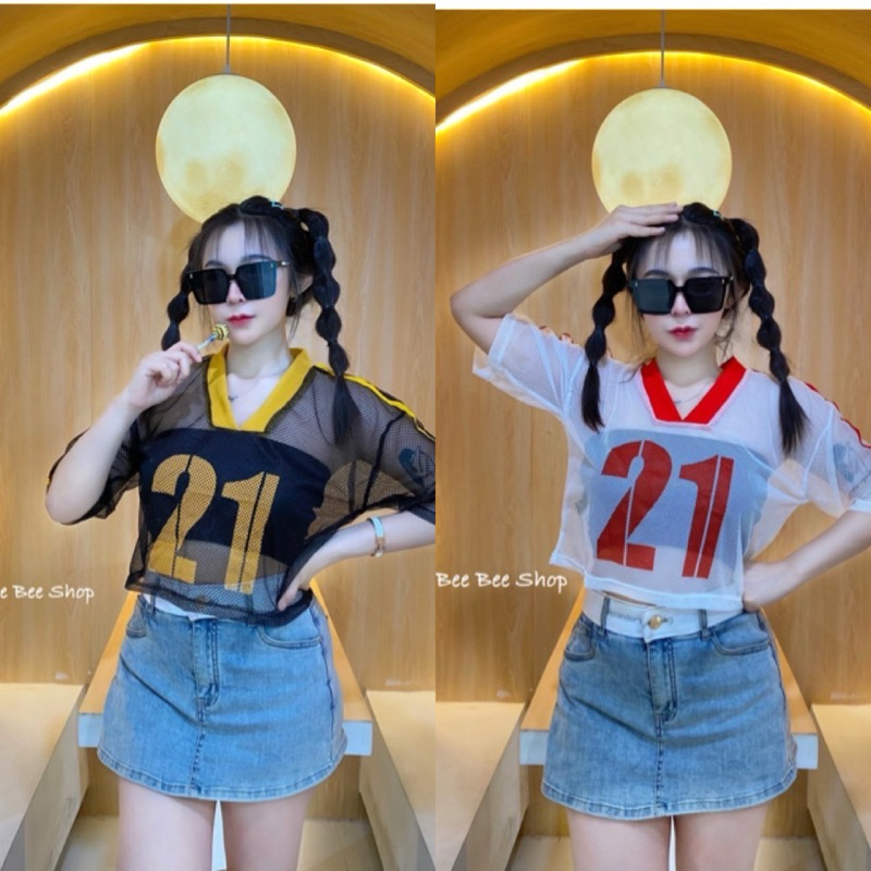 เสื้อครอป ตาข่าย  เก๋ๆๆๆ (ไม่มีซับใน)