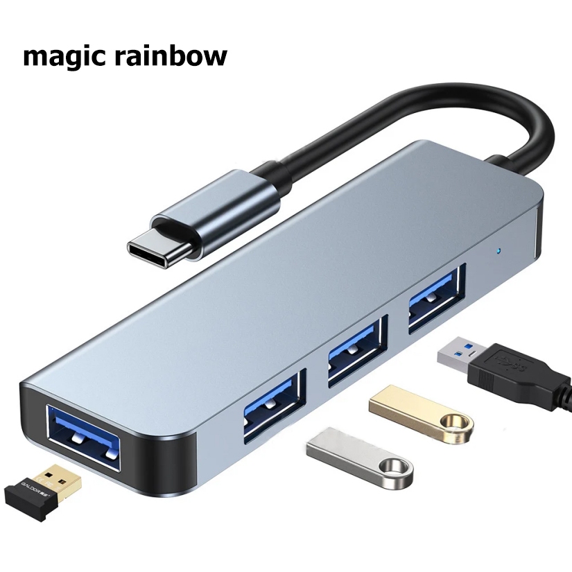 USB 3.0 ฮับ USB C Dock Station การส่งข้อมูลความเร็วสูง 5Gbps ตัวแยกสัญญาณ USB ประเภท C ถึงอะแดปเตอร์ USB OTG