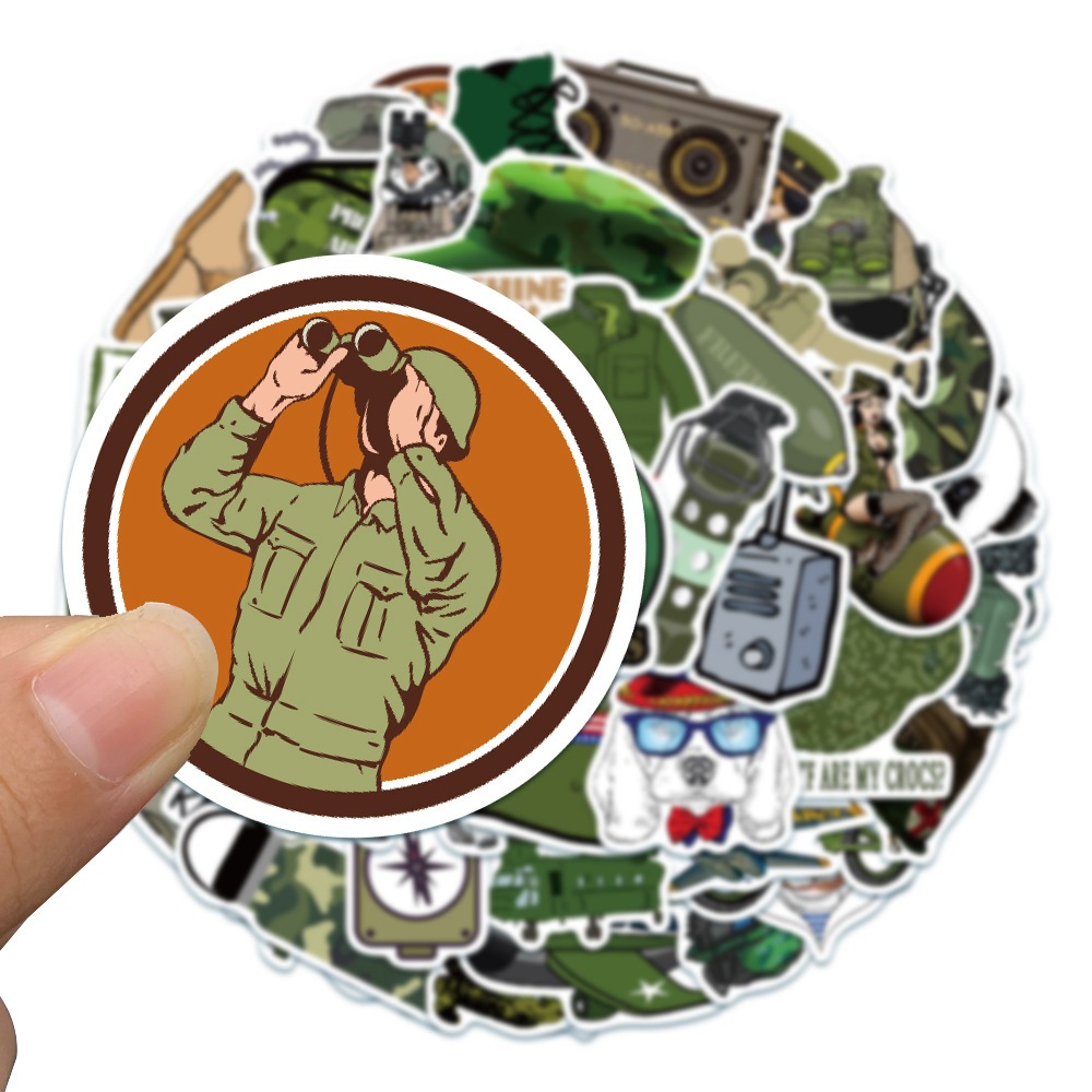 พร้อมส่ง！ทหาร military Army sticker vintage ticket สติกเกอร์กันน้ำรูปแบบที่แตกต่างกัน 50ชิ้น