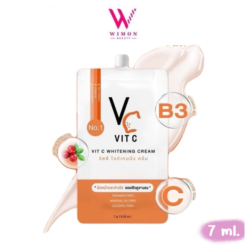 (แบบซอง)VC Vit C Whitening Cream 7g. วิตซี ไวท์เทนนิ่ง ครีม วิตซีน้องฉัตร /01730