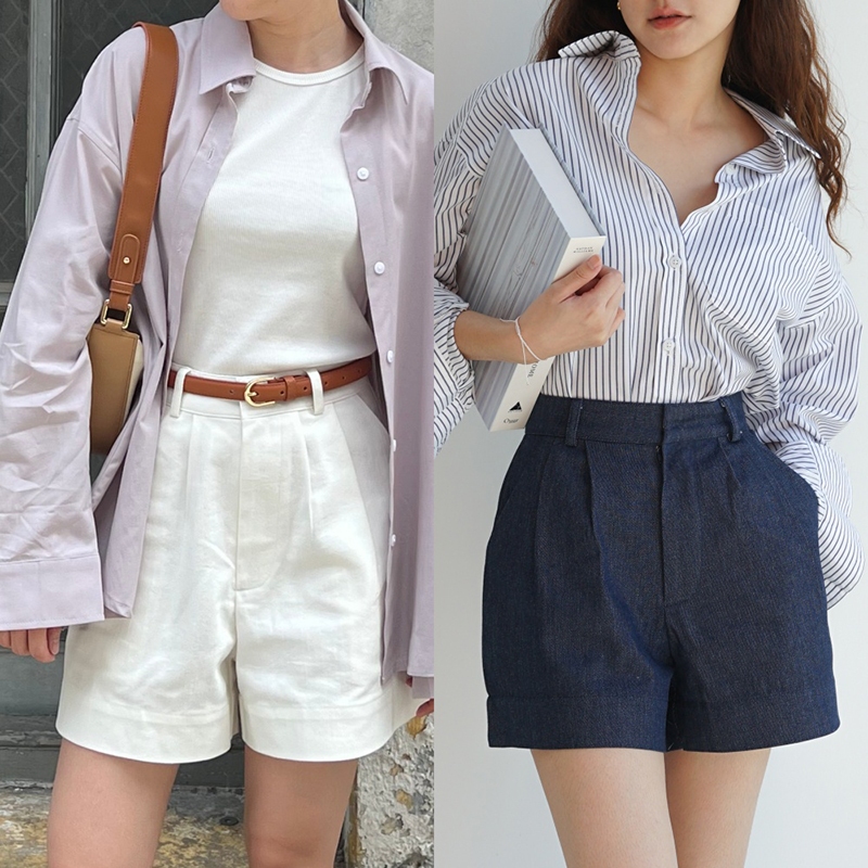 Midi denim shorts กางเกงขาสั้นผ้ายีนส์