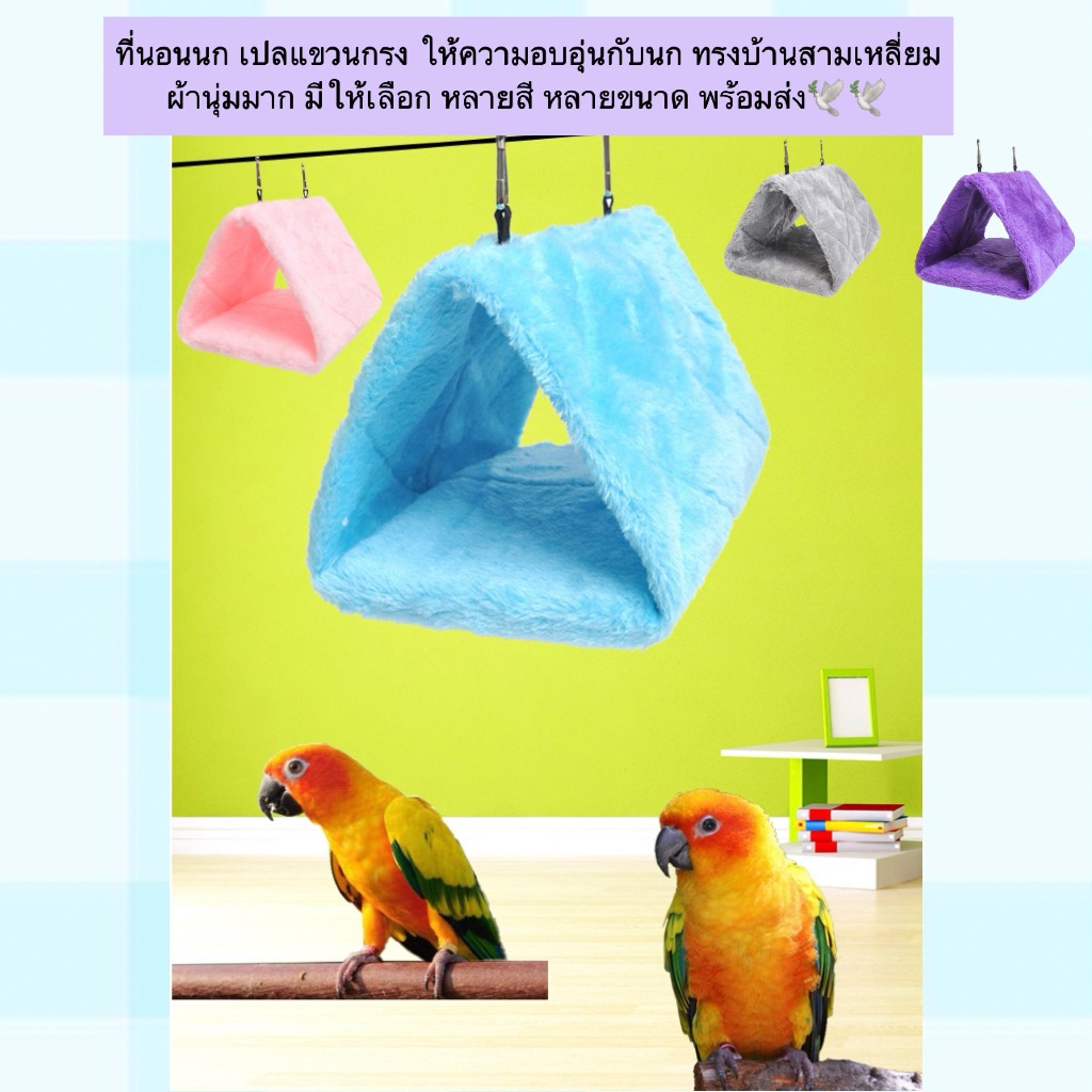 MG-896 ที่นอนนก 🐦🛏️ แบบเปลแขวนในกรง ดีไซน์ทรงบ้านสามเหลี่ยม 🏡 มีให้เลือกหลายสี หลายขนาด เหมาะกับนกและสัตว์เลี้ยงขนาดเล็ก