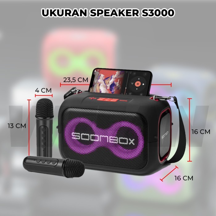 ลำโพงปาร์ตี้ไร้สายเสียงแน่น แบรนด์ SOONBOX รุ่น S3000 40W รวมไมโครโฟนไร้สาย 2 ตัว