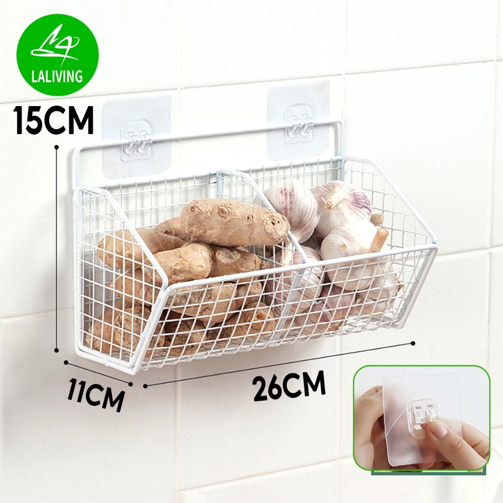 ห้องครัว ขิงหัวหอมกระเทียม ตะกร้าเก็บของ ชั้นวางเครื่องปรุง ชั้นวางของ ติดผนัง โครงเหล็ก ตะกร้าผัก ขนาดเล็ก - รูปที่ 7