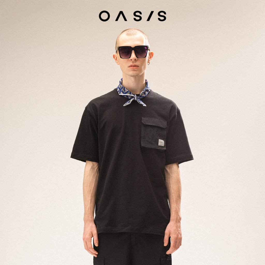 OASIS เสื้อยืดผู้ชาย เสื้อยืดคอกลม รุ่น MTF-1883L cotton100% มีกระเป๋าเสื้อ