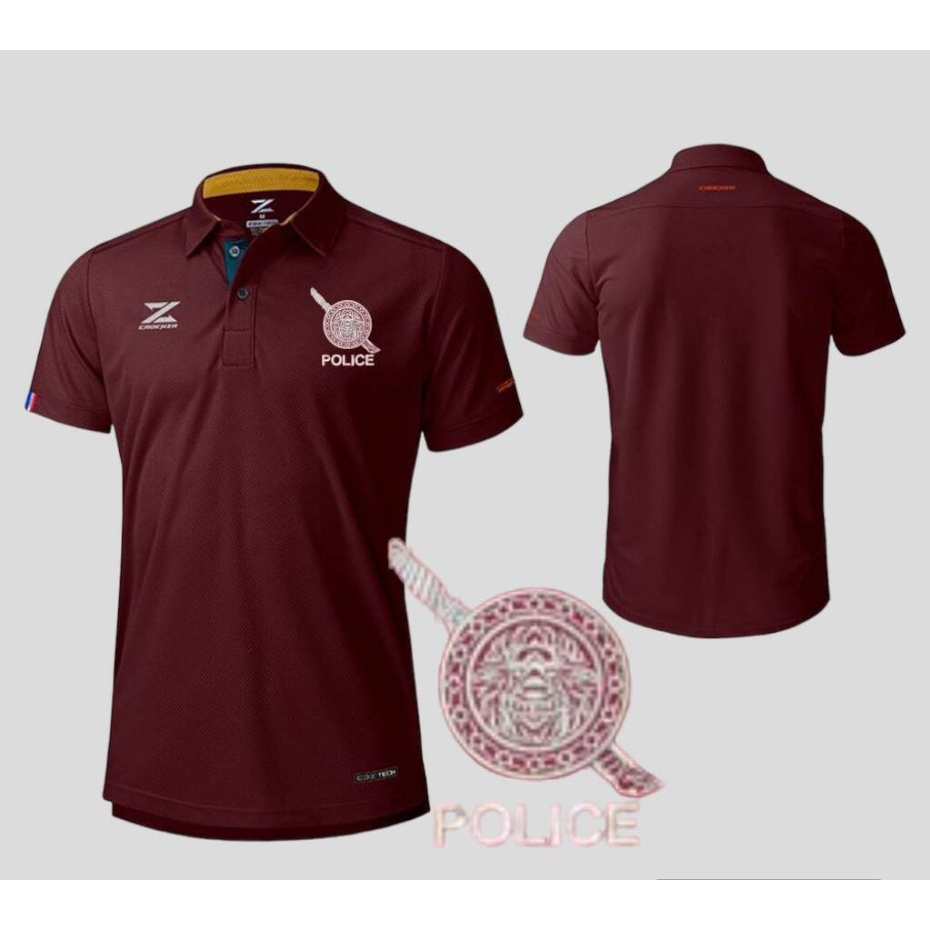 เสื้อคอปก ปักตำรวจสีแดงเลือด ใส่ได้ทั้งชายและหญิง รุ่น CDL-6 (ปักโลโก้ตำรวจ 1 จุด) พร้อมส่ง สินค้ารับประกัน