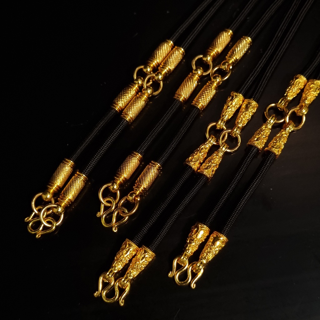 ล้านพระ | สร้อยเชือกร่ม สร้อยเชือกร่มห้อยพระ [งานอย่างดี] ปล้องทอง ห้อยพระได้ 1 - 3 องค์ ลวดลายไทย - รูปที่ 3