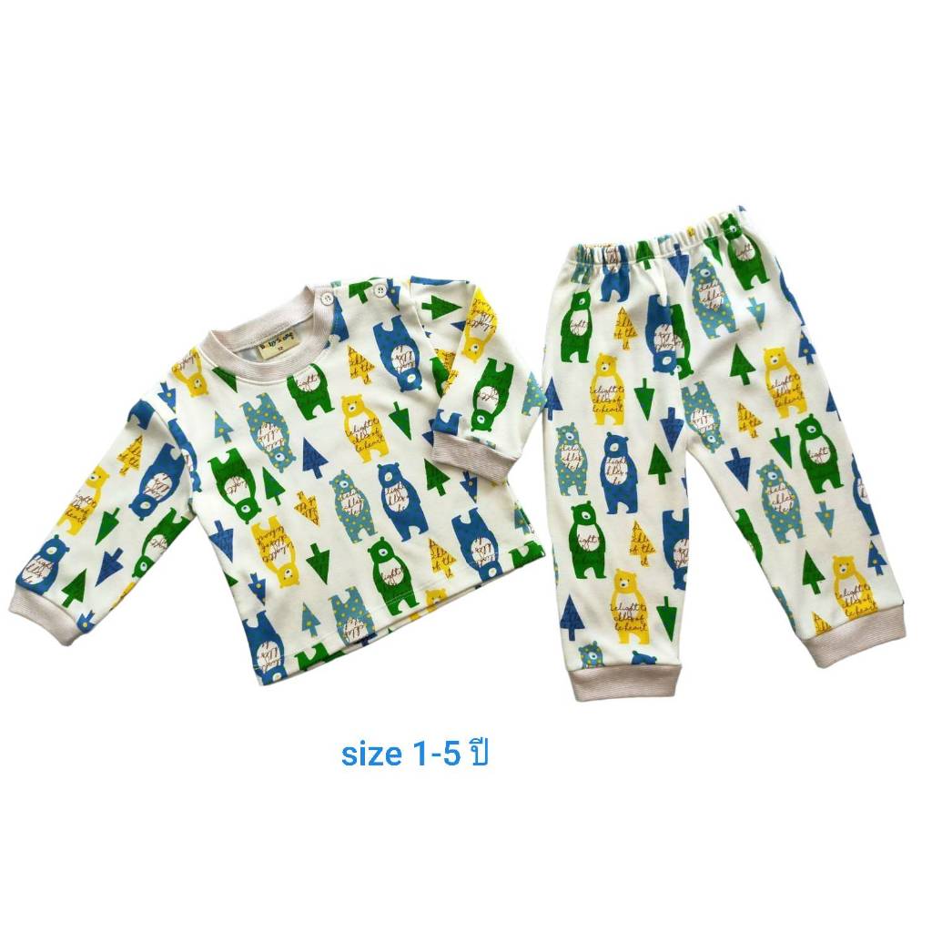 ชุดนอนเด็กคอกลม แขนยาวขายาว เสื้อผ้าเข้าชุด ชุดนอนเด็กเล็ก สำหรับ 1-4ปี