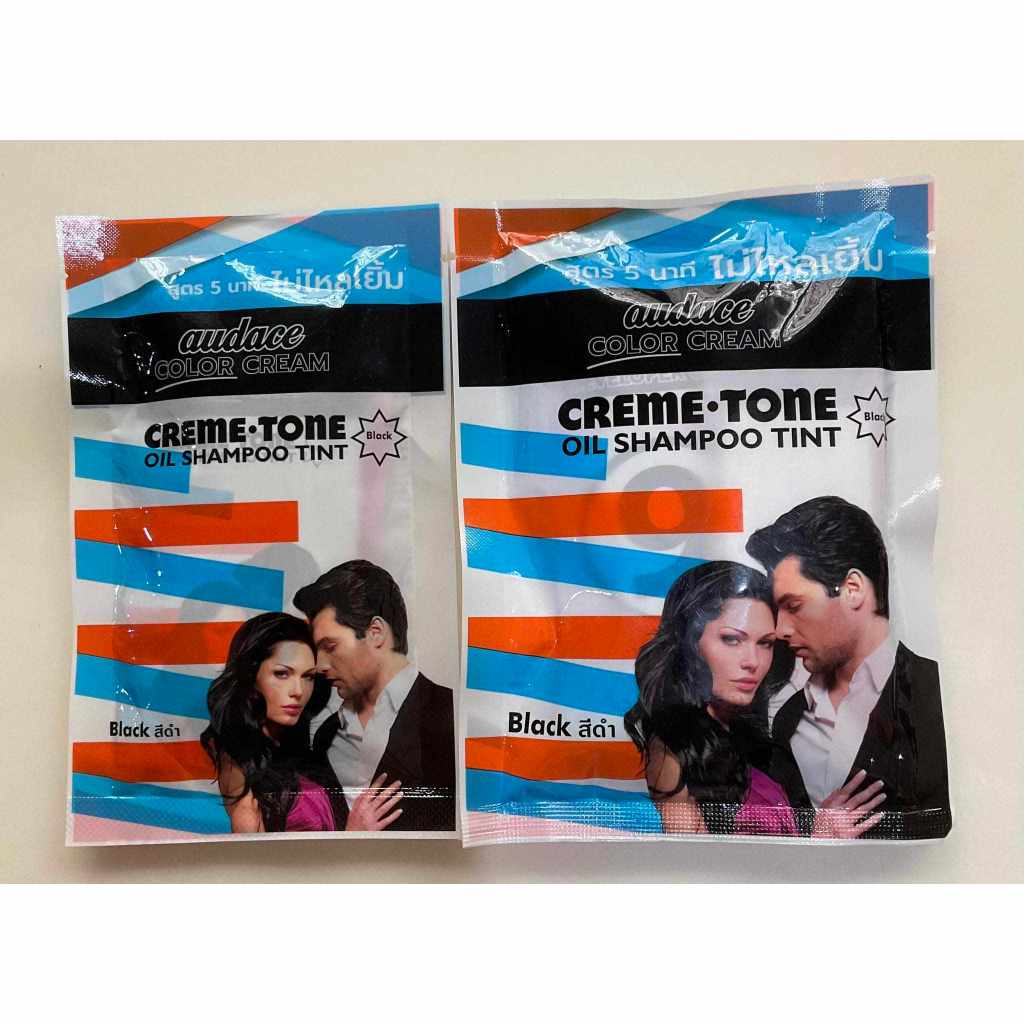 ยาย้อมผม Audace Color Creme Tone Oil Shampoo Tint ขนาด 15 มล. และ 30 มล. สีดำใหม่แบบซอง