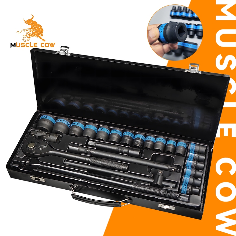 MUSCLE COW ชุดบล็อกประแจ เครื่องมือช่าง ชุดประเเจ ประแจ ชุดบล็อก 24 ชิ้น ขนาด 1/2 จำนวน 24 pcs