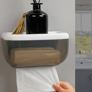 กล่องใส่ทิชชู่กันน้ำ กล่องใส่กระดาษทิชชู่ ไม่ต้องเจาะผนัง#E0…