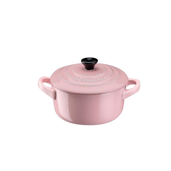 ถ้วยเซรามิค มีฝาปิด ขนาด10cm สีชมพูจุกสีดำ CLASSIC 10CM MINI ROUND COCOTTE BK CHIFFON PINK