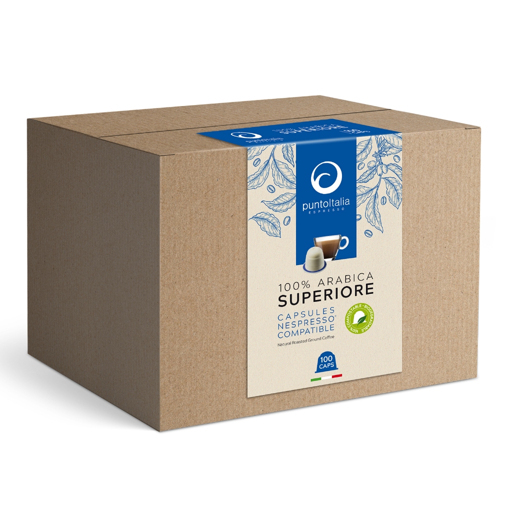 (Bulk 100 capsules) Punto Italia Espresso กาแฟแคปซูล SUPERIORE อาราบิก้า 100% สำหรับเครื่อง Nespress