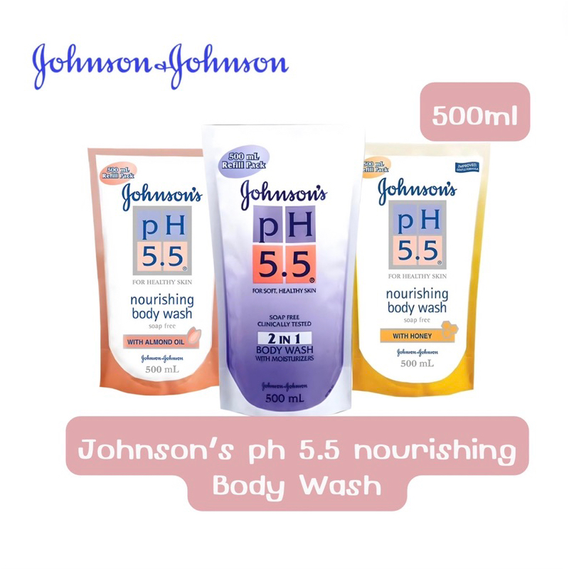 Johnson จอห์นสันเบบี้แคร์ ครีมอาบน้ำ PH 5.5 ชนิดถุงเติม 500 มล.