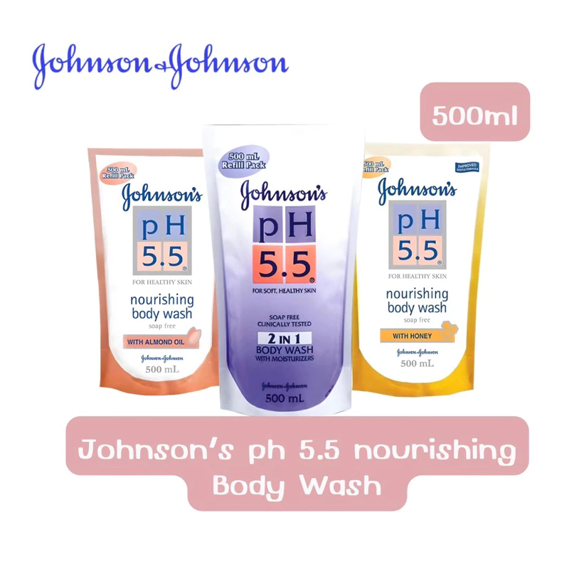 Johnson จอห์นสันเบบี้แคร์ ครีมอาบน้ำ PH 5.5 ชนิดถุงเติม 500 มล.