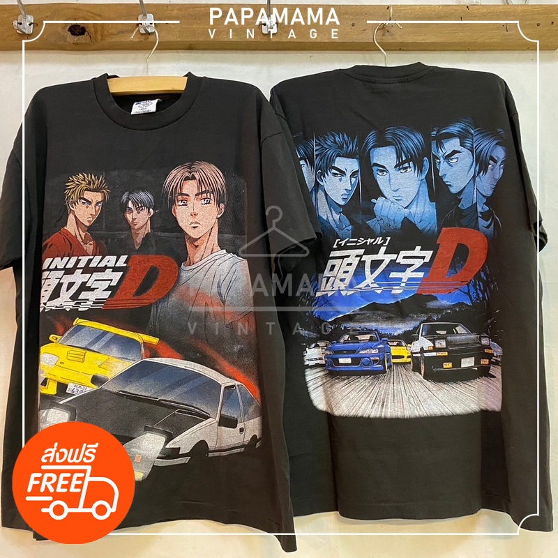 [ INITIAL D ] original Bootleg เต้าหู้ดริฟท์  เสื้อการ์ตูน วินเทจ นั่งซิ่งดริฟท์สายฟ้า papamama vintage shirt
