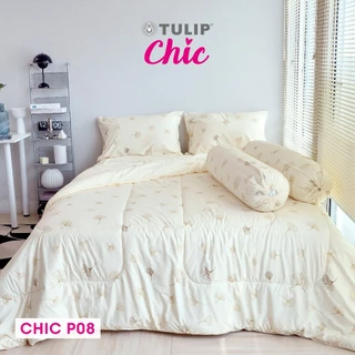 TULIP CHIC พิมพ์ลาย CHIC P08 ชุดเครื่องนอน ผ้าปูที่นอน ผ้าห่มนวม พิมพ์ลายใบแปะก๋วย