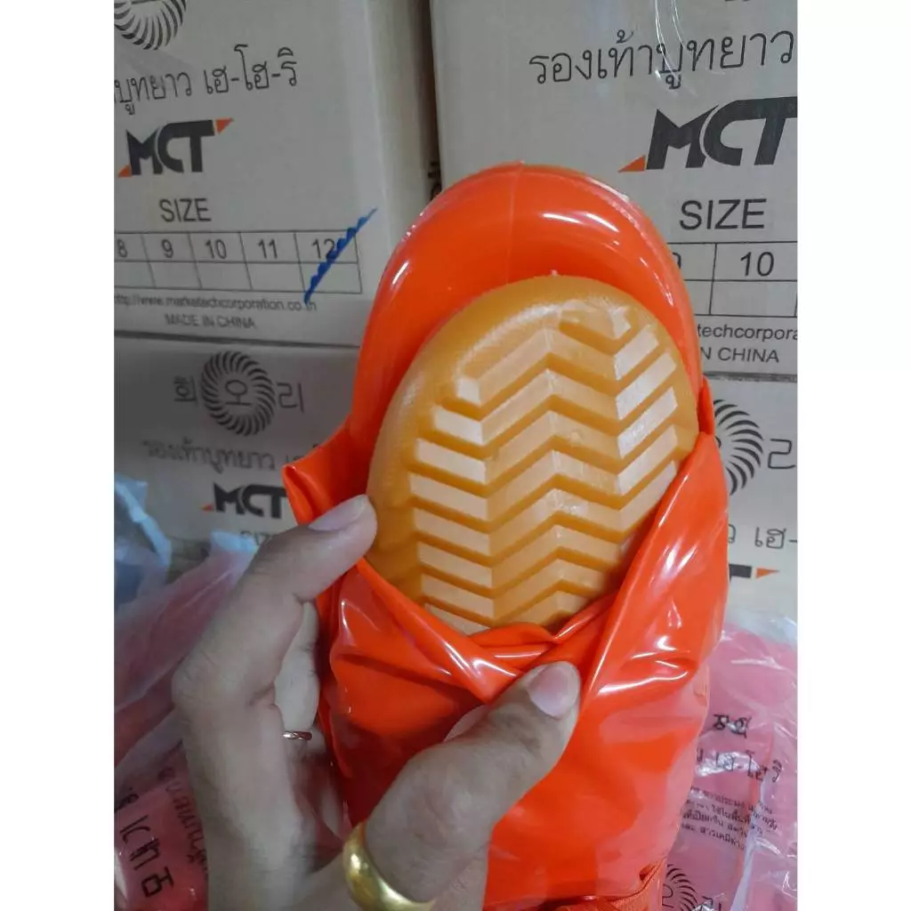 รองเท้าบูทกันน้ำ BPVC สีส้ม ยาว 28 นิ้ว thumbnail 6