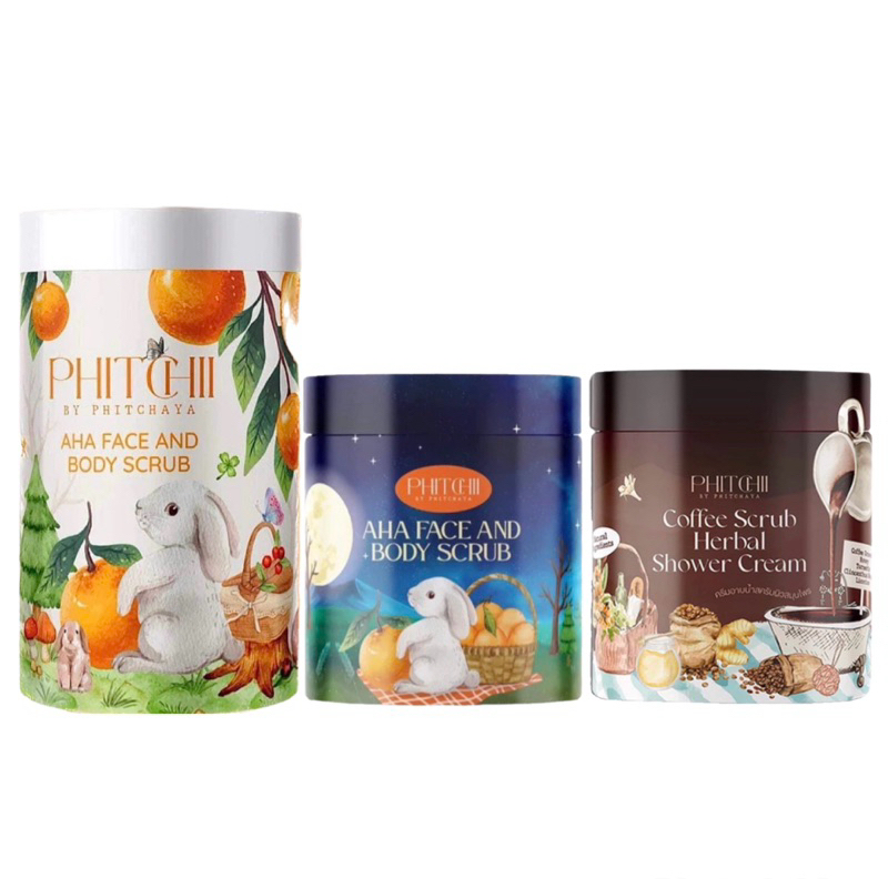 สครับกาแฟ สครับพิชชี่ สครับพิชชี่AHA Coffee crub Herbal Shower Cream ครีมอาบน้ำสครับผิว แพคเกจใหม่