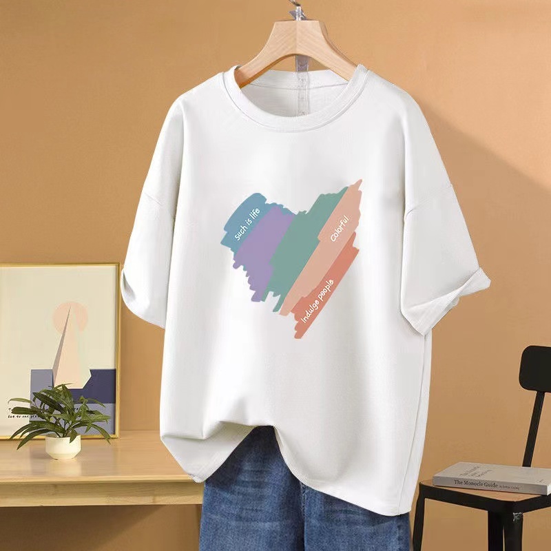 ของเข้าแล้ว เสื้อยืดเสื้อลำลองคอกลมแฟชั่นฤดูร้อนเท่ๆเก๋ๆผ้าฝ้ายใส่สบาย