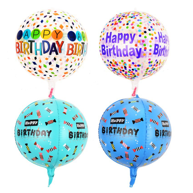 พร้อมส่งลูกโป่ง 4D สกรีนลาย HAPPY BIRTHDAY ขนาด 22 นิ้ว แขวนได้ตกแต่งปาร์ตี้วันเกิด