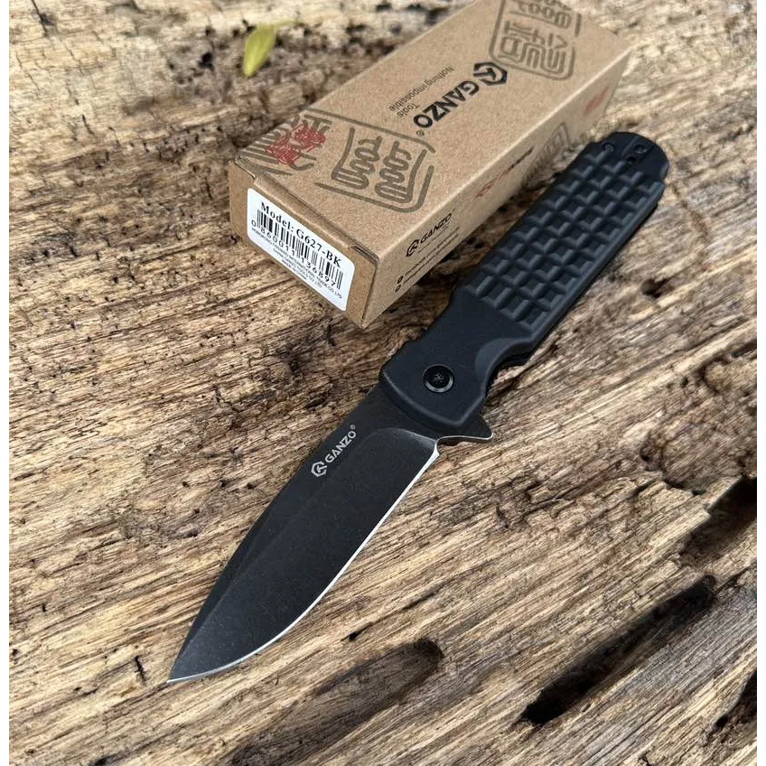มีดแคมป์ มีดพับเอนกประสงค์ Ganzo G627 ของแท้ 100% เหล็ก 8CR14 ใบ 3.4" ใบดำ ด้ามไฟเบอร์ PP, EDC