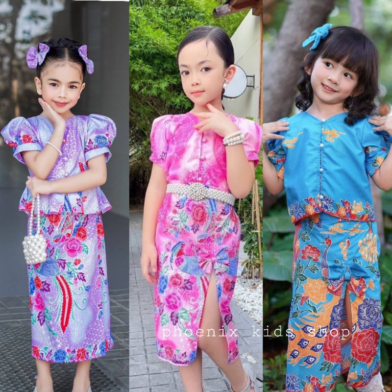 (#ND)ชุดไทยเด็กผู้หญิงประยุกต์ ชุดไทยเด็กผ้าปาเต๊ะ
