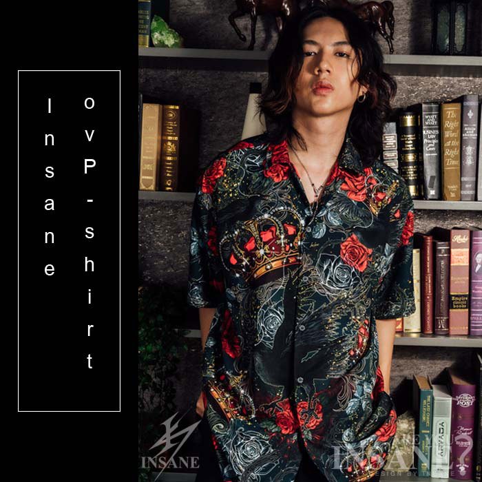 CROW WITH CROWN เสื้อเชิ้ตพิมพ์ลาย ออกแบบตัดเย็บอย่างดี ลิขสิทธิ์เฉพาะ INSANEBRAND