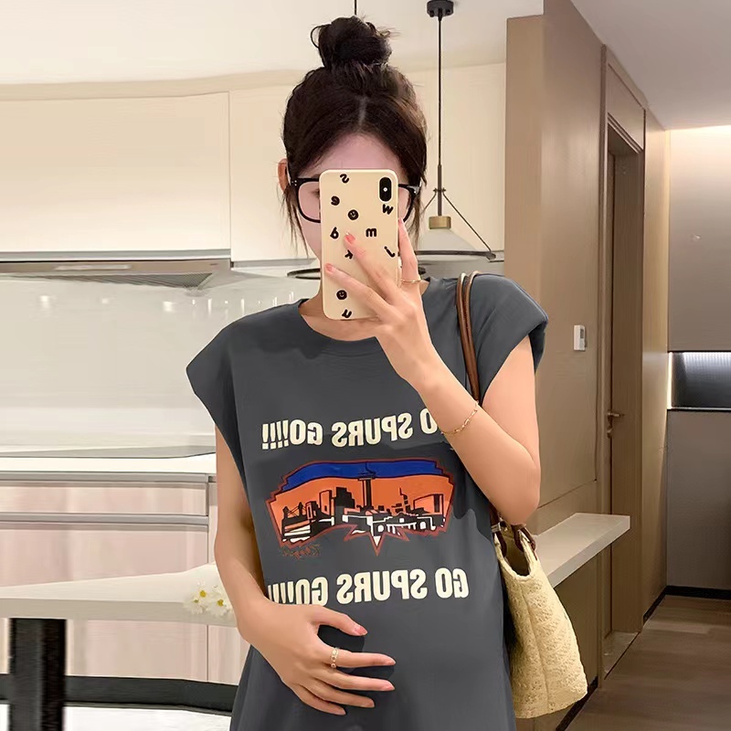 NO 1 SHOP เดรสคลุมท้องผู้หญิง ชุดคลุมท้องชุดเดรสยาวให้นมบุตรเสื้อยืดทรงหลวม ชุดคลุมท้องผ้านุ่ม ใส่สบาย สไตล์เกาหลี ชุดคน - รูปที่ 3