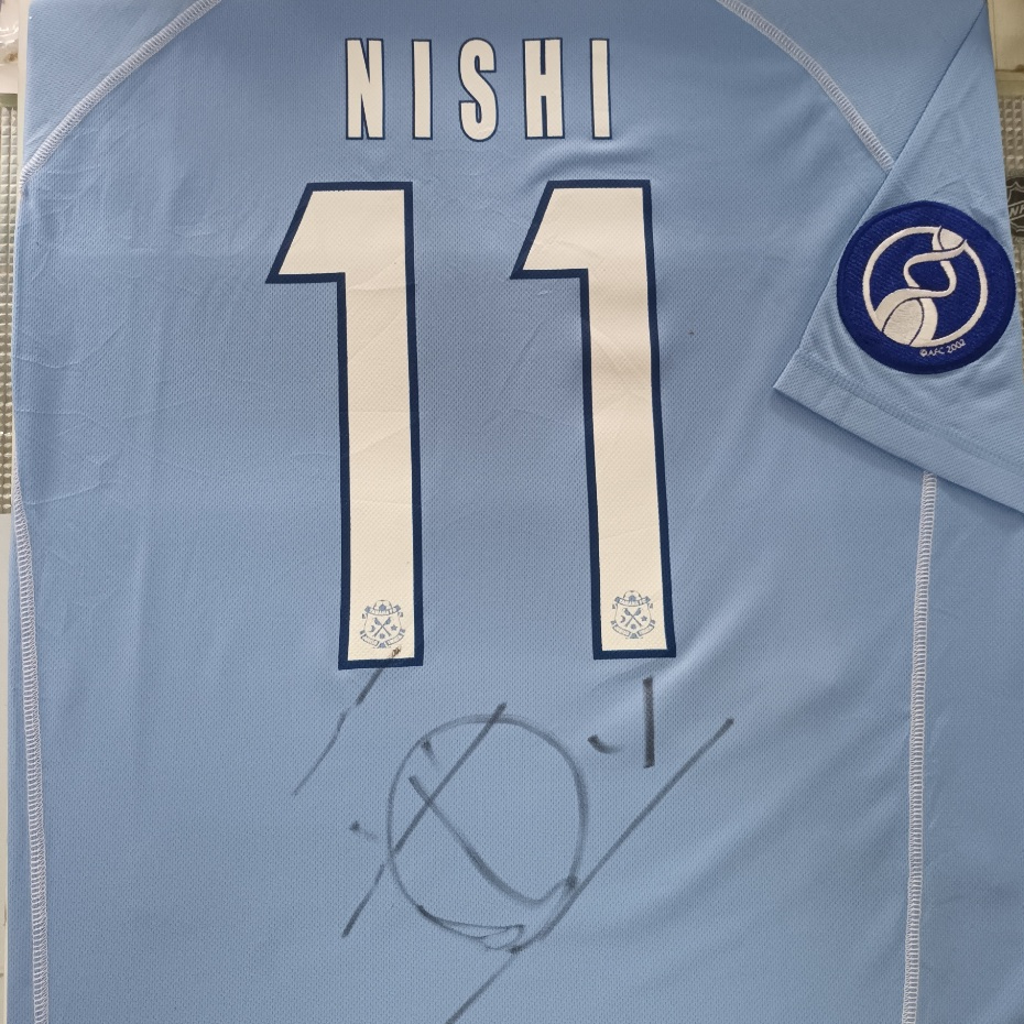 ยามาฮ่า เอฟซี โนริฮิโระ นิชิ เสื้อพร้อมลายเซ็น Jubilo Iwata Yamaha FC Norihiro Nishi autographed football shirt