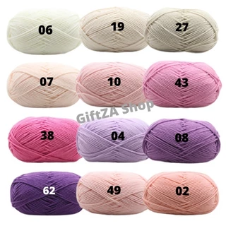 ไหมพรมคอตตอนนม4Ply Milk cotton yarn มากกว่า60 สี ขนาด 50กรัม เนื้อนิ่ม ถักง่าย ถักโครเชต์ พร้อมส่ง