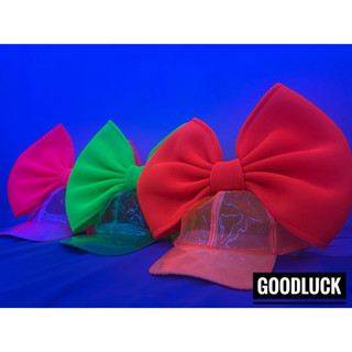 หมวกสะท้อนแสงนีออนไฟแบล็คไลฟ์โบว์ใหญ่เล่นสงกรานต์