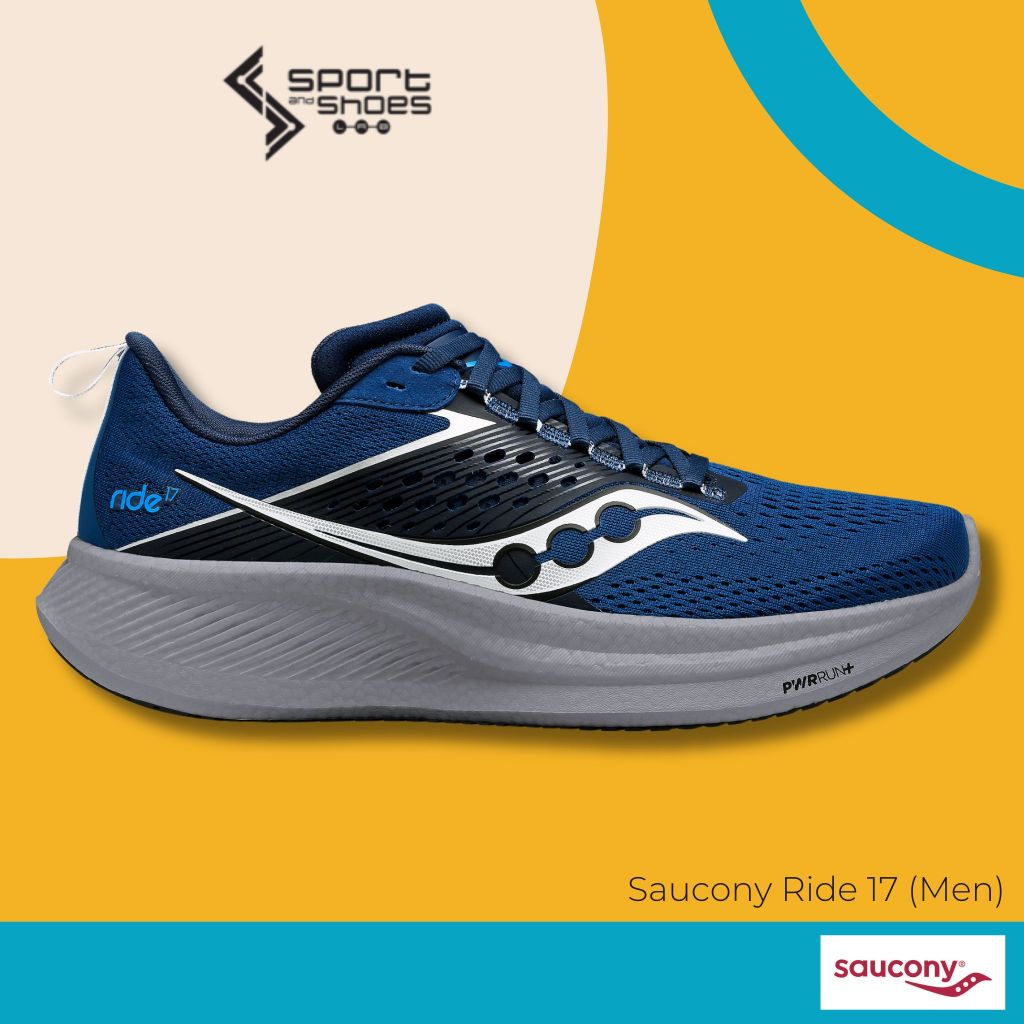 [ซื้อแล้วไม่รับเปลี่ยนคืนทุกกรณี] Saucony Ride17  รองเท้าวิ่ง (สำหรับผู้ชาย) หน้าเท้าปกติ