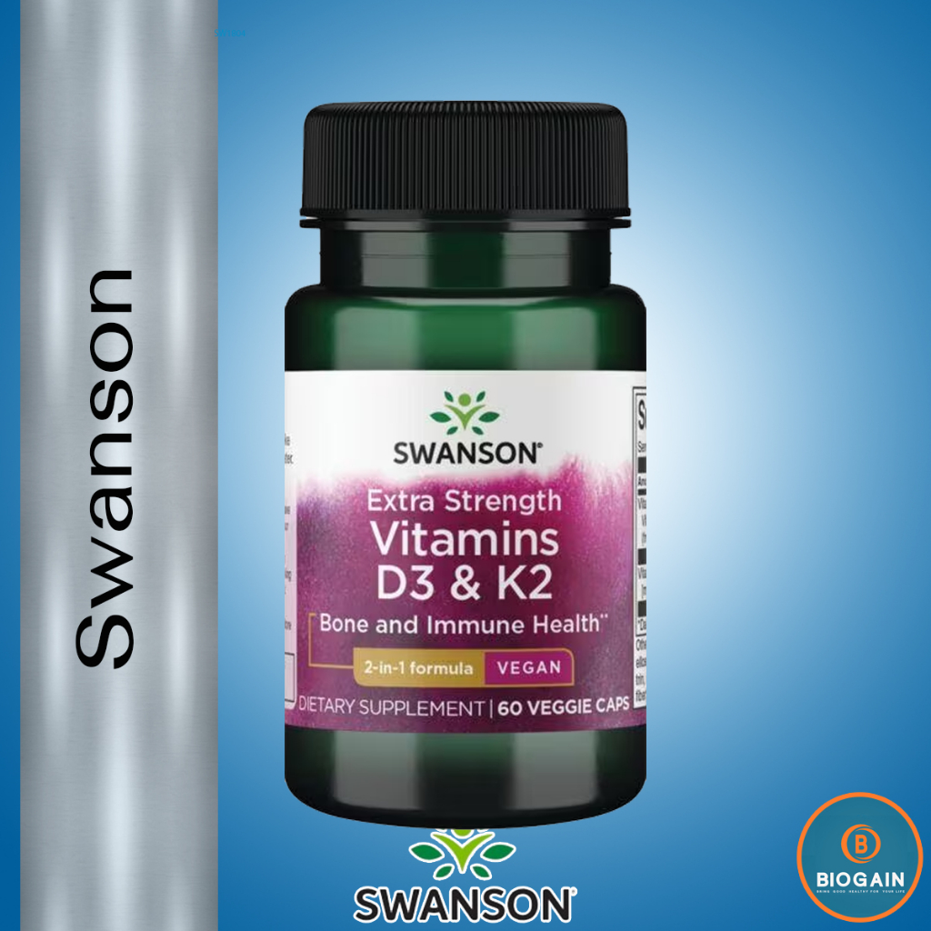 Swanson Premium Extra Strength D3 &amp; K2 - 5,000 IU &amp; 100 mcg / 60 Veg Caps