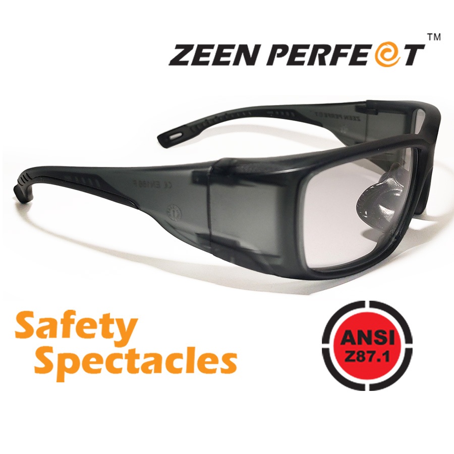 แว่นเซฟตี้ ZEEN PERFECT SG1001 ขาใหญ่กันข้างถอดเปลี่ยนเลนส์สายตาได้ผ่านมาตราฐาน ANSI Z87.1 CE EN166F
