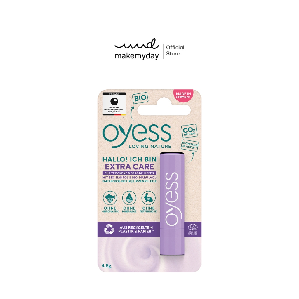 Oyess soft lip care ลิปมันออร์แกนิค สูตร extra care สำหรับปากแห้งมาก นำเข้าจากเยอรมัน