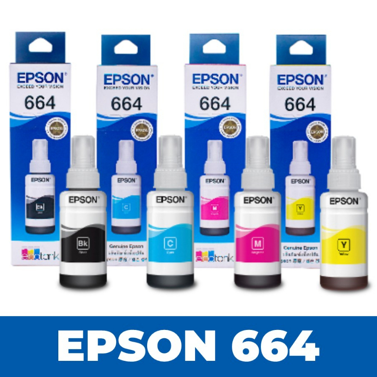 (มีกล่องอย box) Epson 664 ใช้กับพริ้นเตอร์ EPSON(L100/L110/L120/L210/L220/L300/L310/L350/L355/L360/L365/L380/L385)70ml