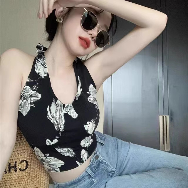 Flower Hanging Neck Camisole หญิงซอกหญิงเซ็กซี่คอโวล PR