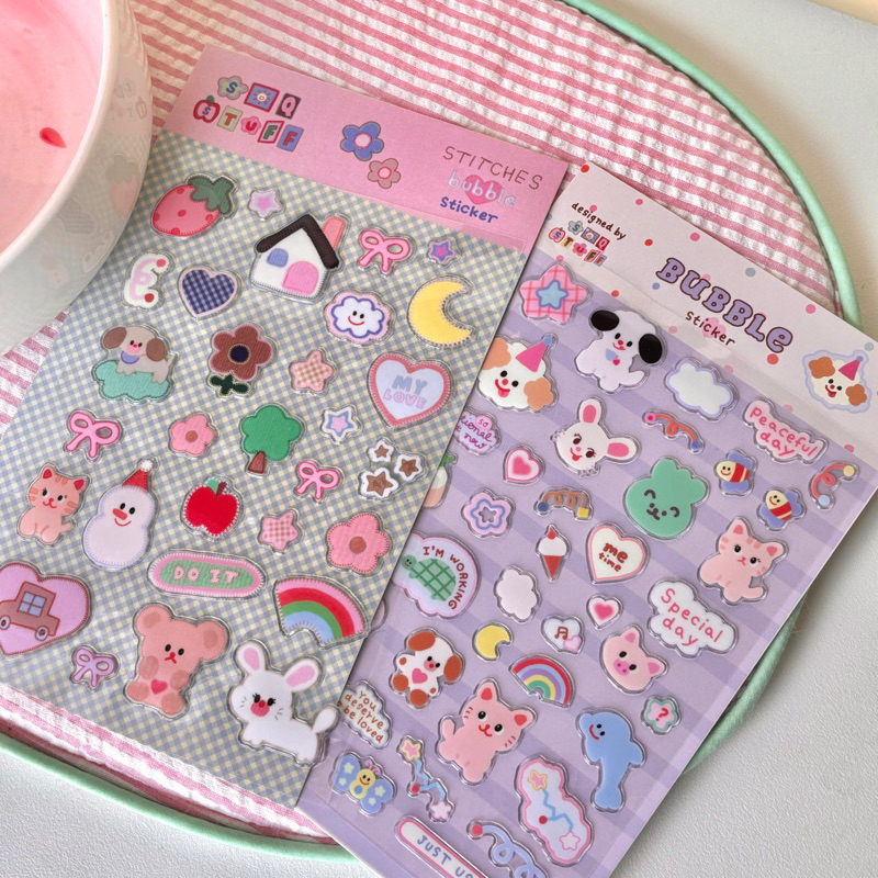 soqstuff🪻 bubble sticker สติกเกอร์เคลือบนูน🤍 ลอกออกได้ไม่ทิ้งคราบกาว สีไม่ลอก