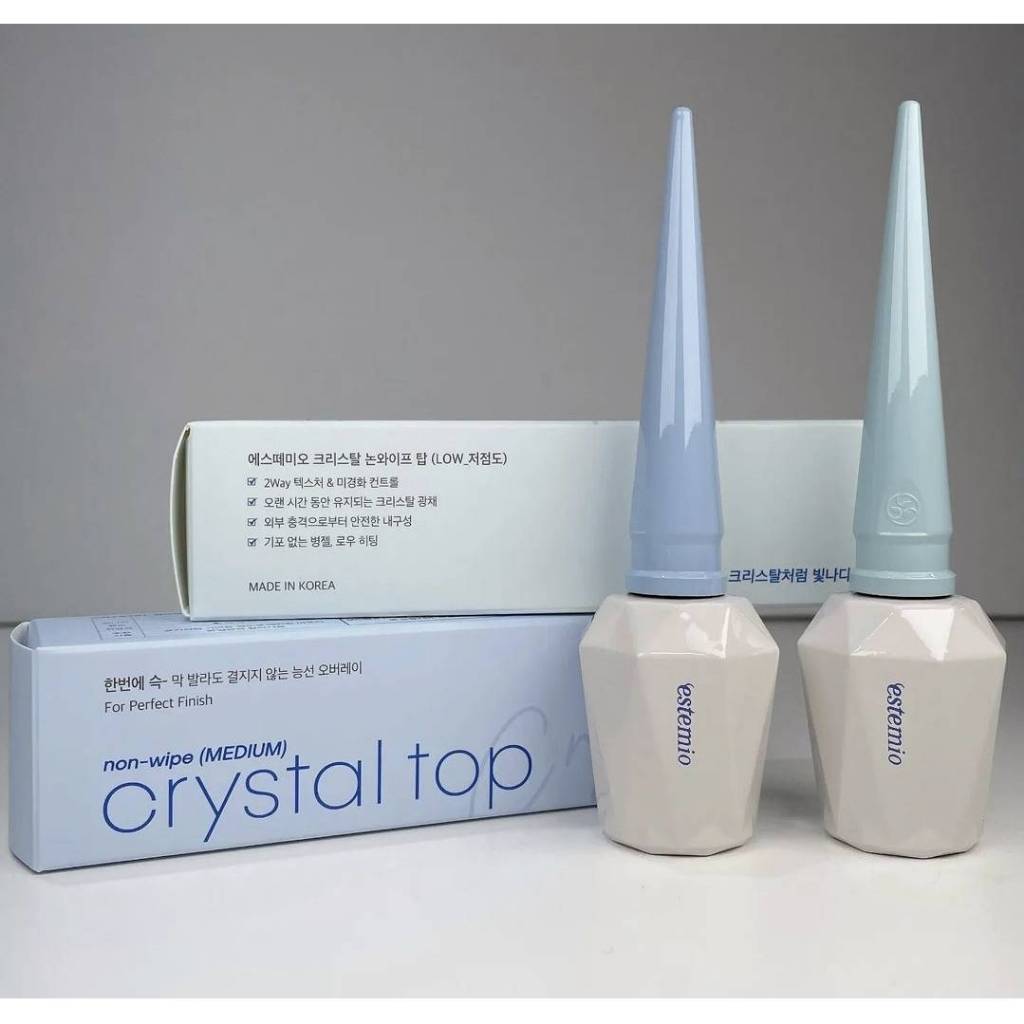 Estemio Crystal non wipe Top coat gel ท้อปเจลแบบไม่ต้องเช็ด 2 ตัวเลือก Low/Medium ของแท้นำเข้าจากเกาหลี