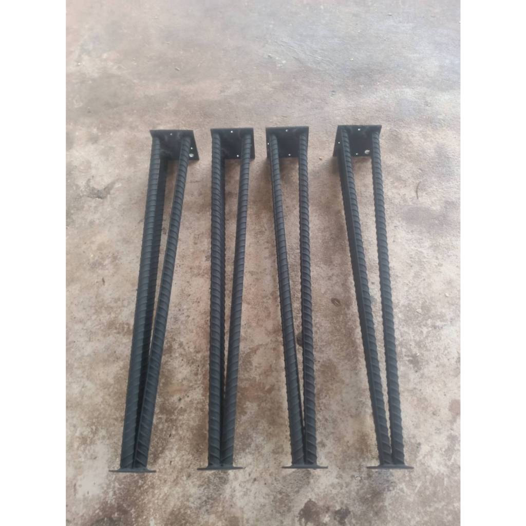 ชุด4ชิ้น ขาเหล็กข้ออ้อยสีดำ 10 มล สำหรับติดท็อปไม้ทำโต๊ะหรือทำเก้าอี้ - รูปที่ 2