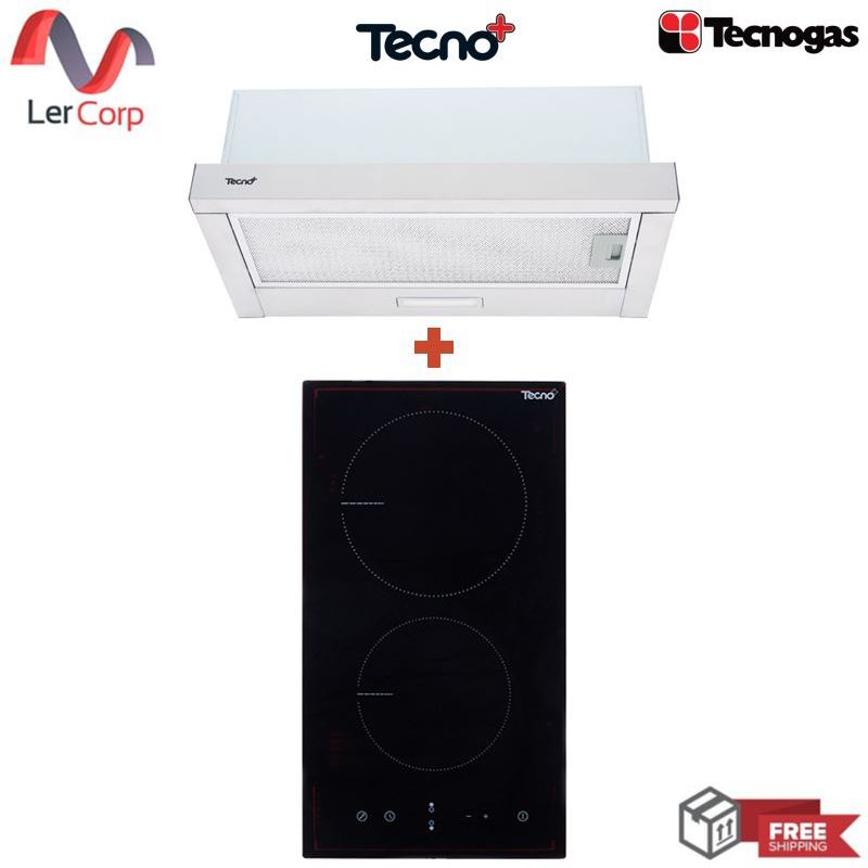 (Tecno) Tecnoplus เครื่องดูดควัน รุ่น TNP HD 60 SL PO + เตาเซรามิคไฟฟ้า 2 หัว รุ่น TNP VT 302 DG