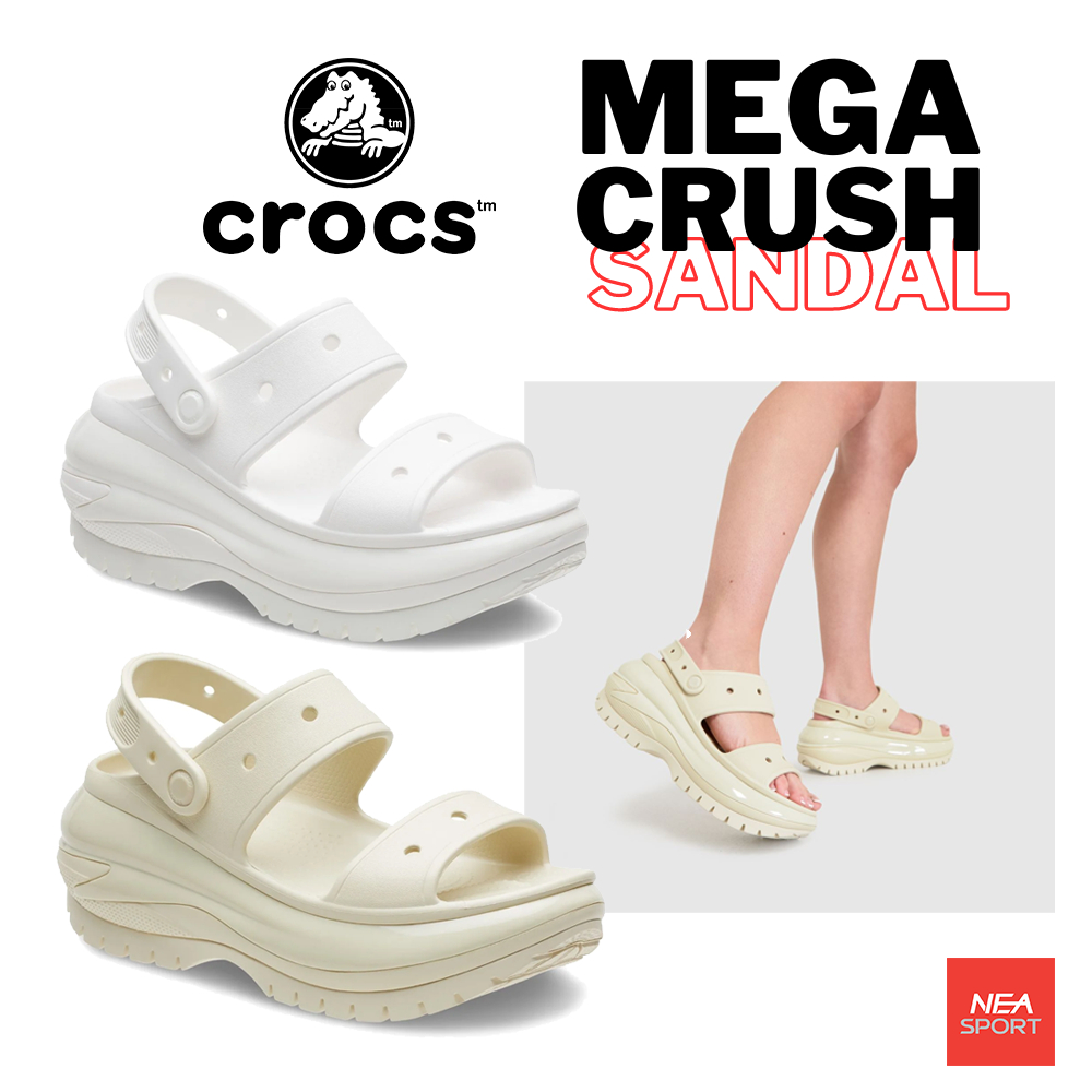 [ลดอีก10% โค้ด DDX10MAYW2] CROCS Mega Crush Sandal รุ่นใหม่ ฮิตสุด รองเท้า ครอคส์ ผู้หญิง พื้นหนา 6.8ซม.