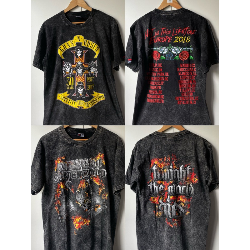 เสื้อยืดฟอก ลายวง สกรีนลายหน้า-หลัง