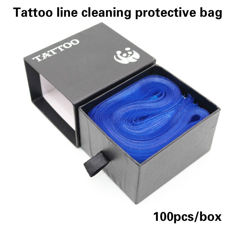 พลาสติกหุ้มสายไฟ​ พลาสติกสีฟ้าสำหรับหุ้มสายสัก Tattoo Clip สายไฟซัพพลายถุงสำหรับ Tattoo Machine อุปกรณ์เสริม งานสักลาย